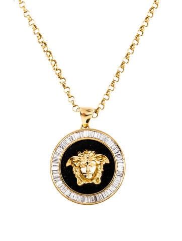 18k gold pendant with clear stones 12.90g versace|Versace 18k .